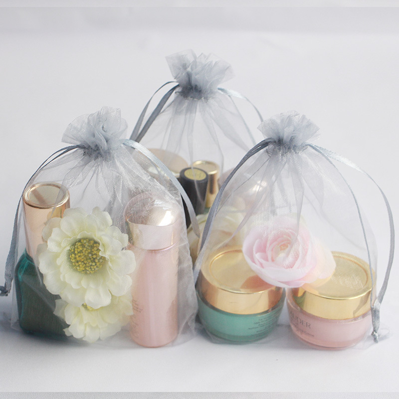 厂家批发透明欧根纱袋子 饰品首饰包装束口袋 礼品喜糖纱袋