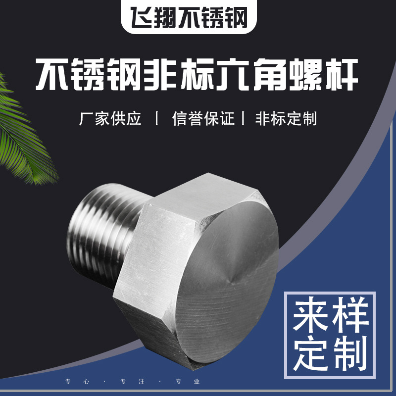 厂家供应 不锈钢非标六角螺杆 车加工件 多种规格 支持定制