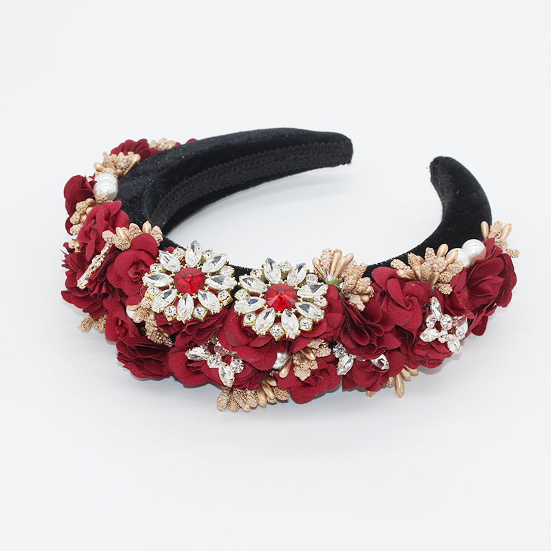 New Fashion Baroque Flowers Rhinestones Exaggerated Headband Wholesale display picture 2