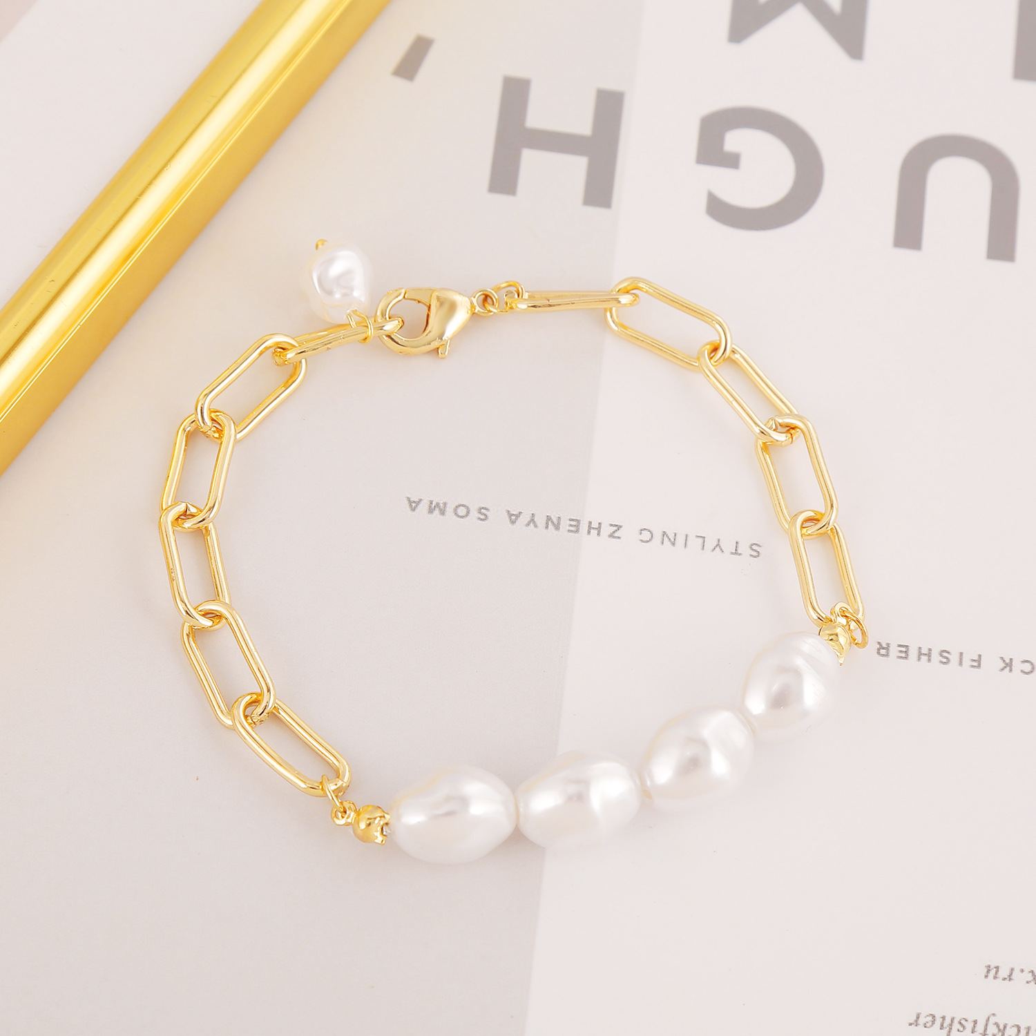 Handmade Natural Pearl Baroque Small Pearl Bracelet Gold-plated Simple Retro Significant Temperament Hand Jewelry Female Wild display picture 12