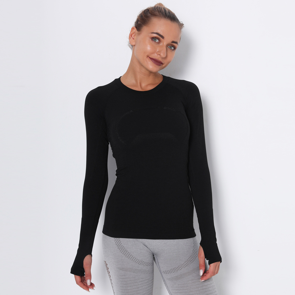 Long Sleeve Quick-drying Round Neck Yoga T-shirt  NSNS11047