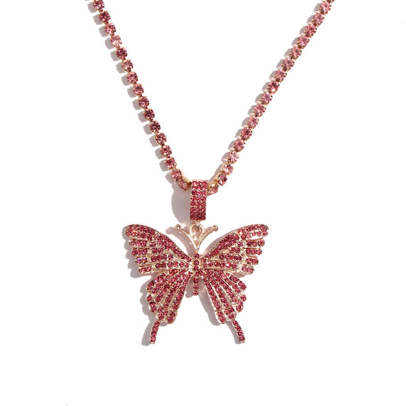 Fashion Butterfly Alloy Inlay Rhinestones Womenu0027S Pendant Necklace 1 Piece