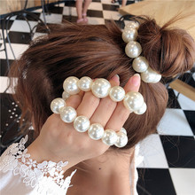 韓國東大門法式浪漫珍珠頭繩發圈百搭甜美串珠裝飾皮筋手鏈女