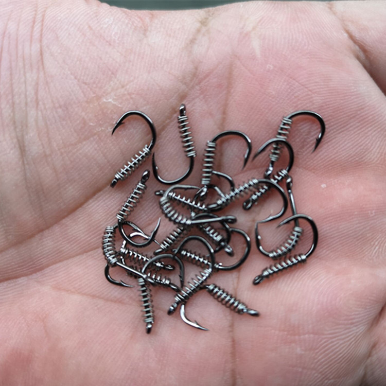 弹簧鱼钩管付伊势尼弹簧钩青鱼草鱼浮钓钩鲢鳙钓组鲢鱼鱼钩散装钩