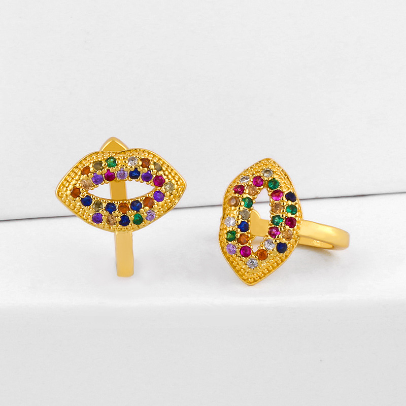 Earrings Micro Inlaid Color Zircon Mouth Ear Clip No Pierced Ear Bone Clip Wholesale display picture 4