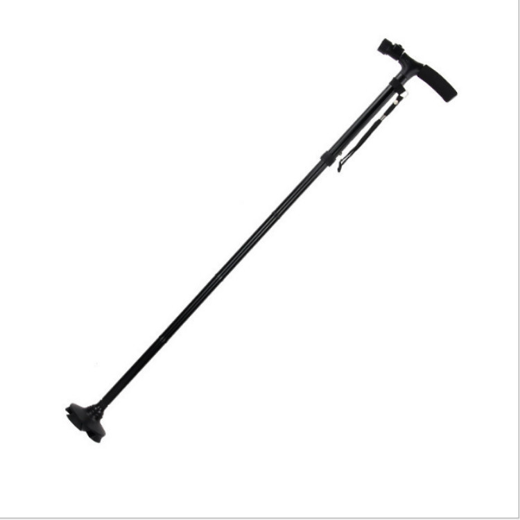 LED luz ancianos bastón antideslizante plegable de aleación de aluminio de cuatro patas bastón telescópico bastón con cinturón de luz