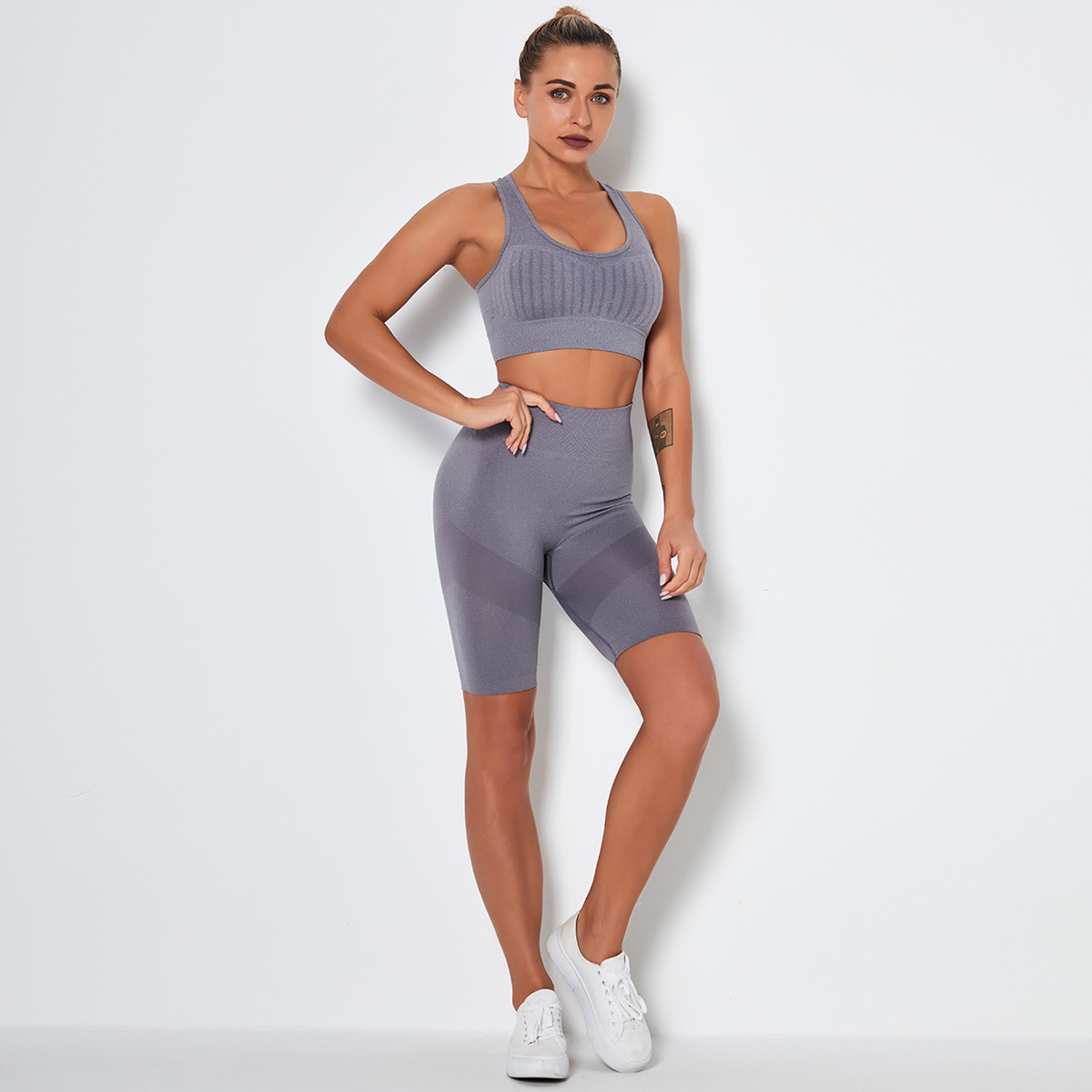 seamless quick-drying two-piece yoga suit NSLX14695