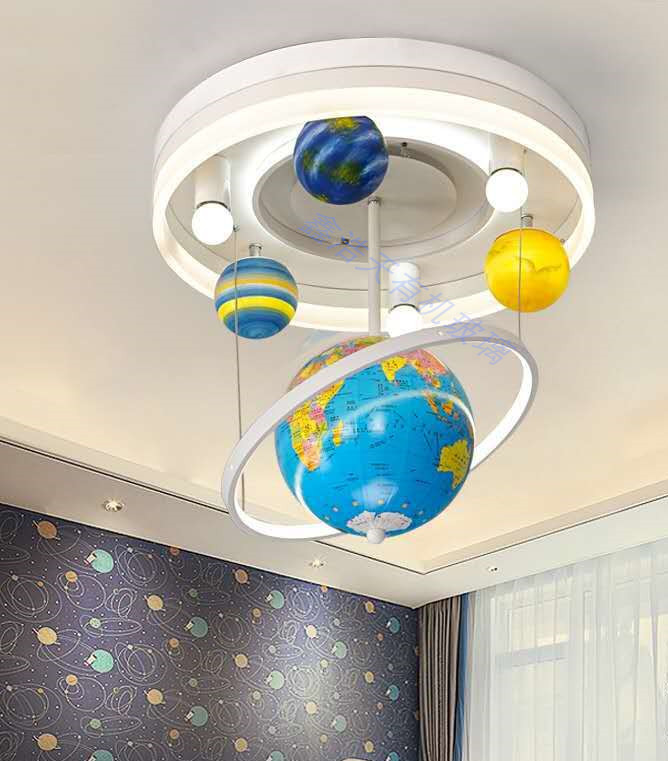 亚克力行星球旋转地球仪灯罩吊挂展示灯幼儿园酒吧发光灯球
