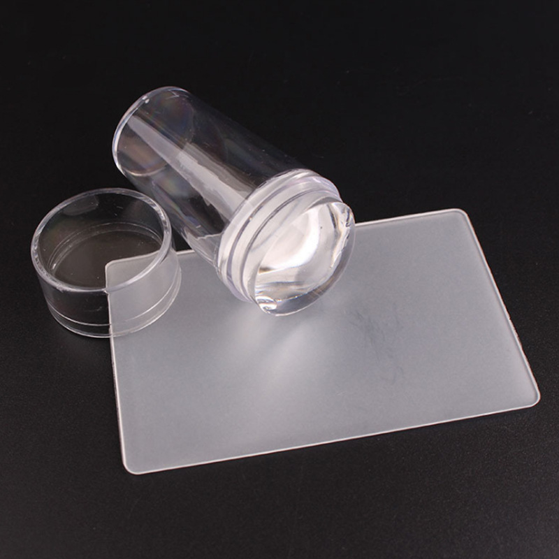Transfronteriza manicura nuevo sello transparente con tapa mango totalmente transparente sello de silicona cabeza de sello transparente en stock al por mayor