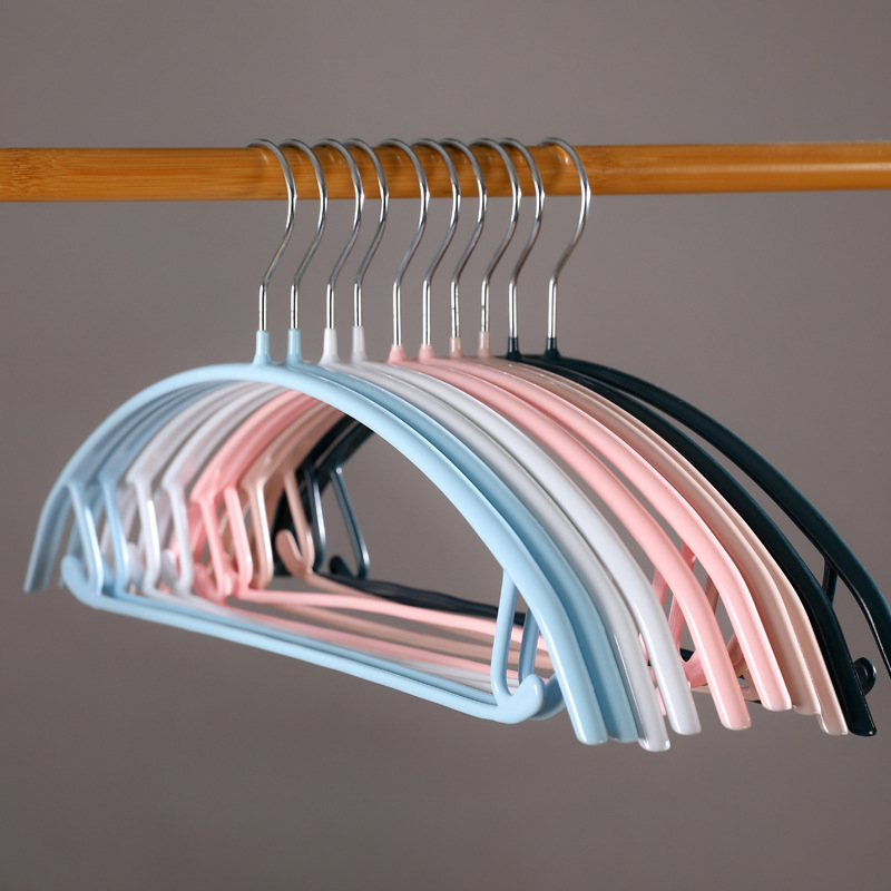 强龙浸塑半圆衣架干湿两用多功能家用衣撑子成人无痕防滑晾晒衣挂