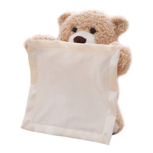 Internet celebrity's singing peek-a-boo teddy bear plush toy gives children dolls to coax babies, and a talking shy bear