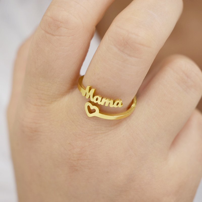 2g Weight Open Ring Classification Adjustable Ring Size Mama Letter Titanium Steel Plating Open Ring