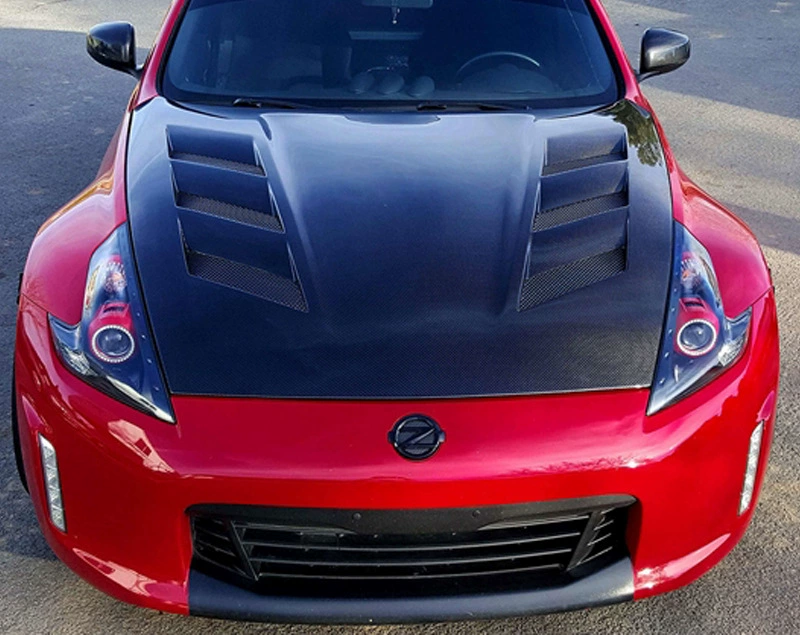 Капот для японского 370Z, тюнинг AMUSE Demon Z34, передняя крышка из углеродного волокна, многопоточный/многоотверстный двигательный кожух