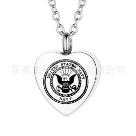 欧美外贸饰品纪念狗狗遗骨毛发海军图案骨灰盒殡葬精油吊坠项链