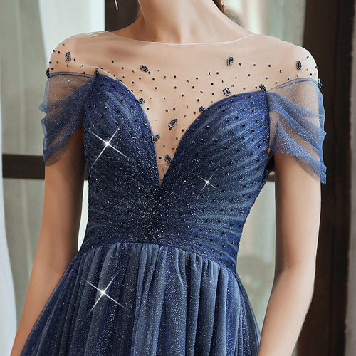 fashion Blue Red Glitter Evening Dresses Wedding Party fantasy party atmosphere toast carnival cocktail banquet host singers long evening dress