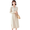 Cross border foreign trade women’s clothing temperament lace up waist knitted dress