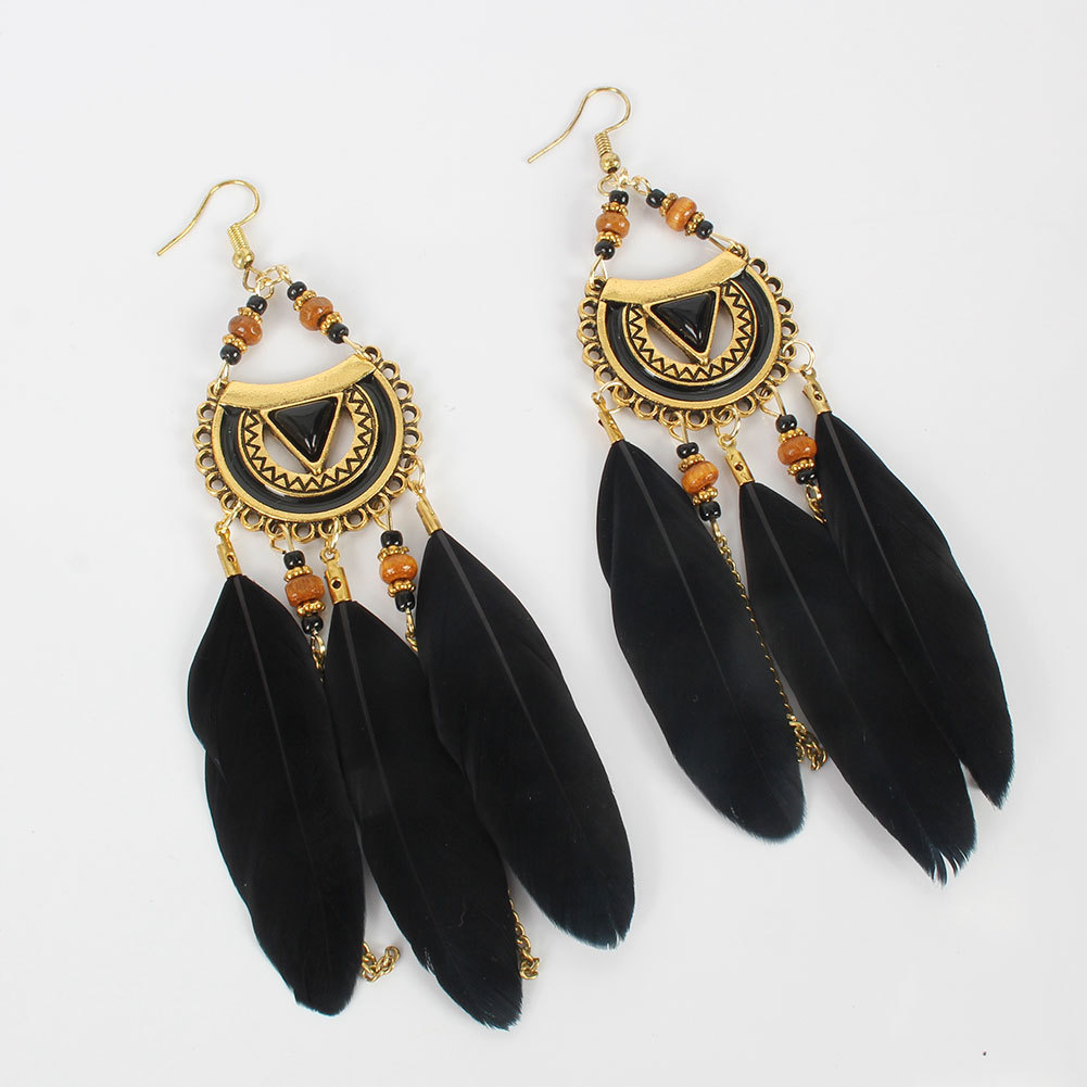 Ethnic Style Earrings Triangle Feather Earrings Jewelry Tassel Earrings Wholesale Nihaojewelry display picture 5