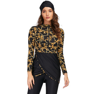 2020 new foreign trade Muslim swimsuit ladies conservative swimsuit flowers printed women's beach swimsuit