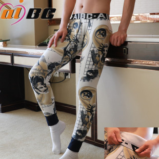New aibc direct sales genuine goods men's underwear base warm pants printing fleece-lined thickened winter warm 021BK