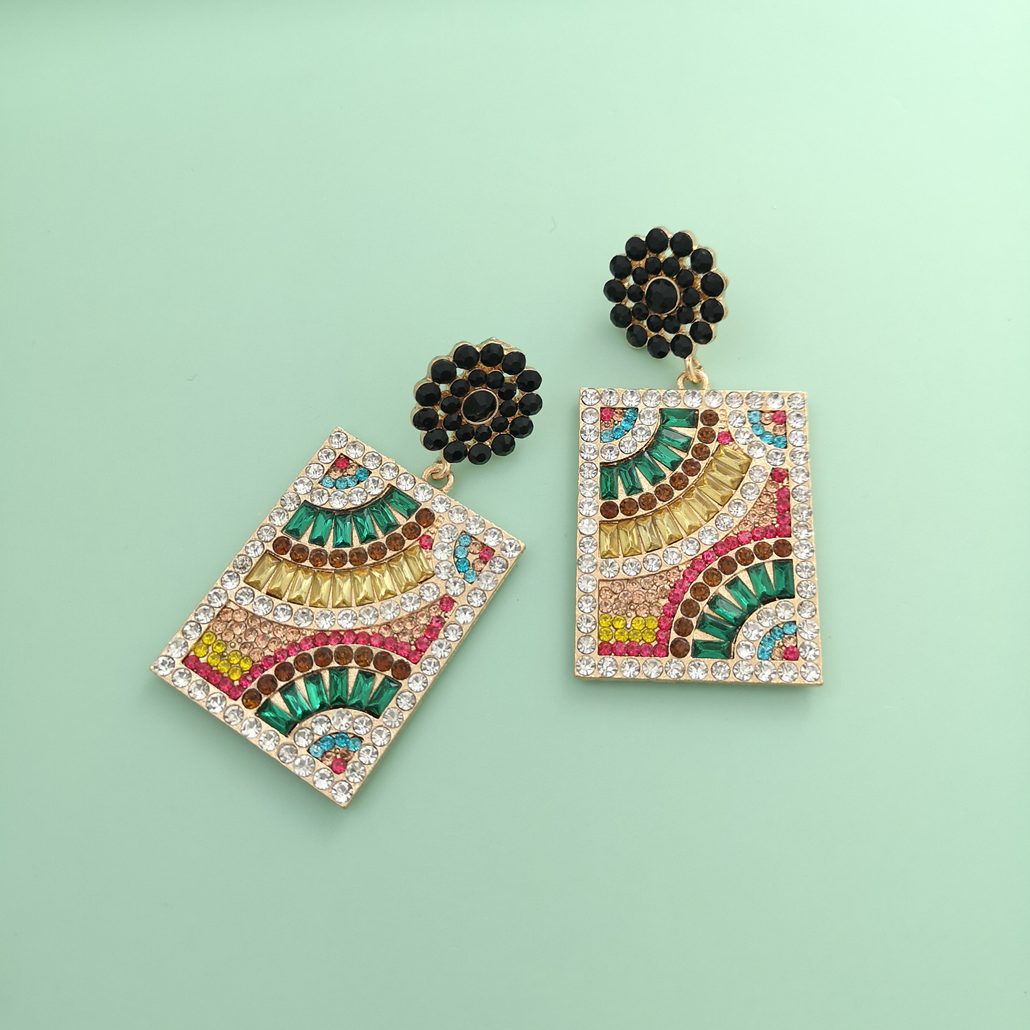 Fashion  Retro Square Diamond Earrings Bohemian   Earrings  Nihaojewelry Wholesale display picture 6