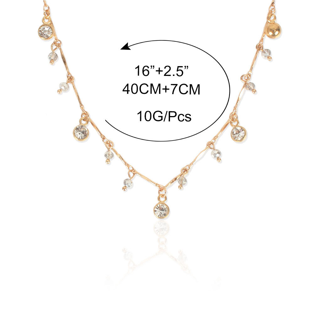 Simple European And American Style Alloy Diamond Inlaid Clavicle Chain Cross-border Personality Retro Gold Necklace Neck Accessories Female 14990 display picture 1