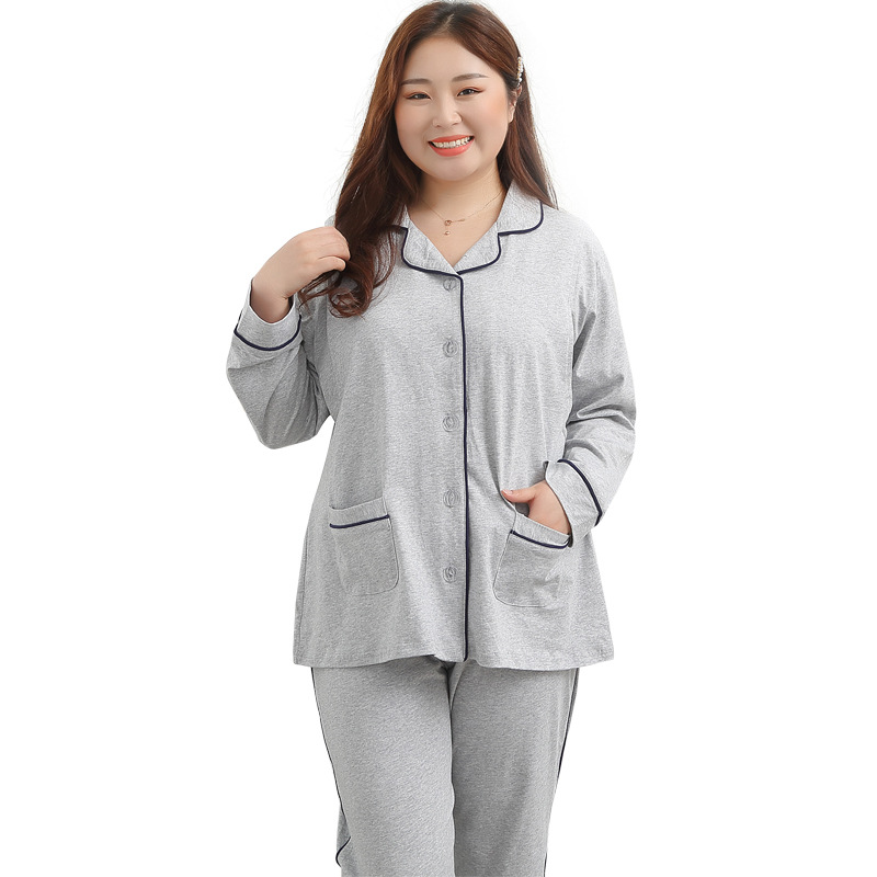 Quần áo sau sinh, đồ ngủ bà bầu sau sinh xuân thu, quần áo cho con bú cỡ lớn, quần áo cotton bà bầu mùa đông, bộ đồ trung tâm sau sinh