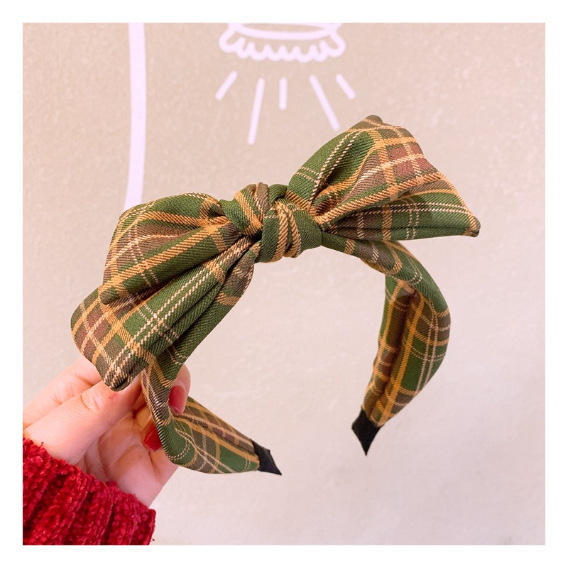 Card Accessories Vintage British Plaid Double Bow Wild Headband Wholesales Fashion display picture 8