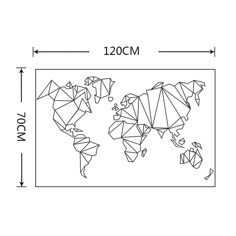 New Simple Pure Black Geometric Lines Seven Continents Wall Stickers display picture 2