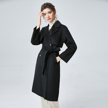 双面羊绒大衣女黑色秋冬宽松显瘦赫本风双面呢大衣长款欧美女外套