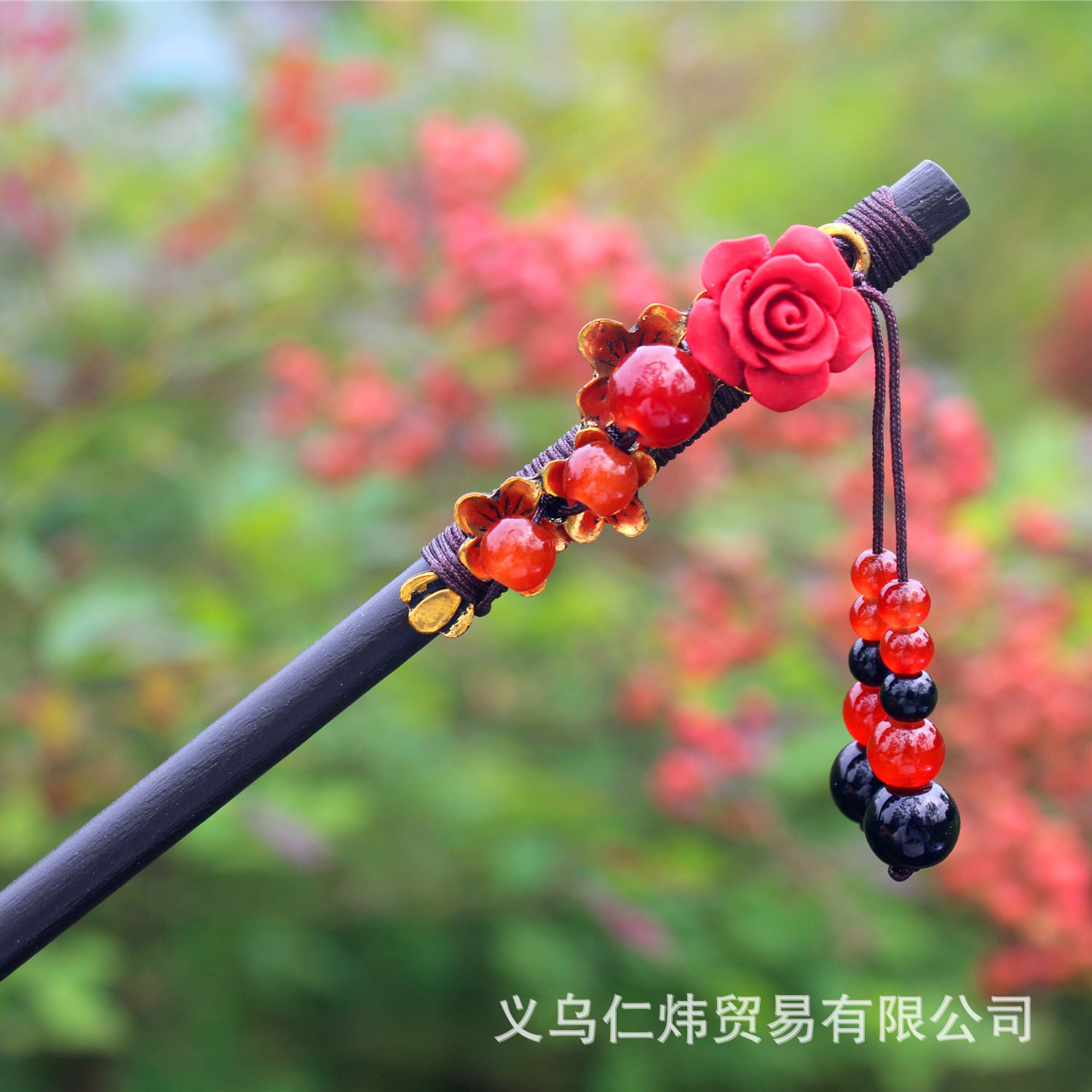 Temperamento clásico borla paso horquilla chica Hanfu tocado accesorios para el cabello hecho a mano horquilla de madera updo Internet celebridad antiguo traje palillos