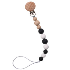 Foreign trade AliExpress hot selling pacifier chain silicone teether anti-falling chain beech wood clip anti-falling strap Amazon