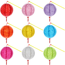 儿童手提发光纸灯笼中秋节元宵节灯笼幼儿园舞蹈道具 手绘纸灯笼