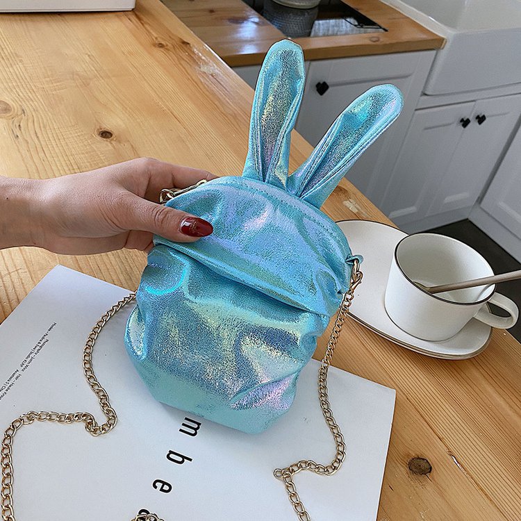 Korean  New Trendy  Cute Cartoon Laser Colorful Girl Cute Funny Rabbit Ears Pu Chain Small Shoulder Bag Mobile Phone Bag Nihaojewelry Wholesale display picture 82