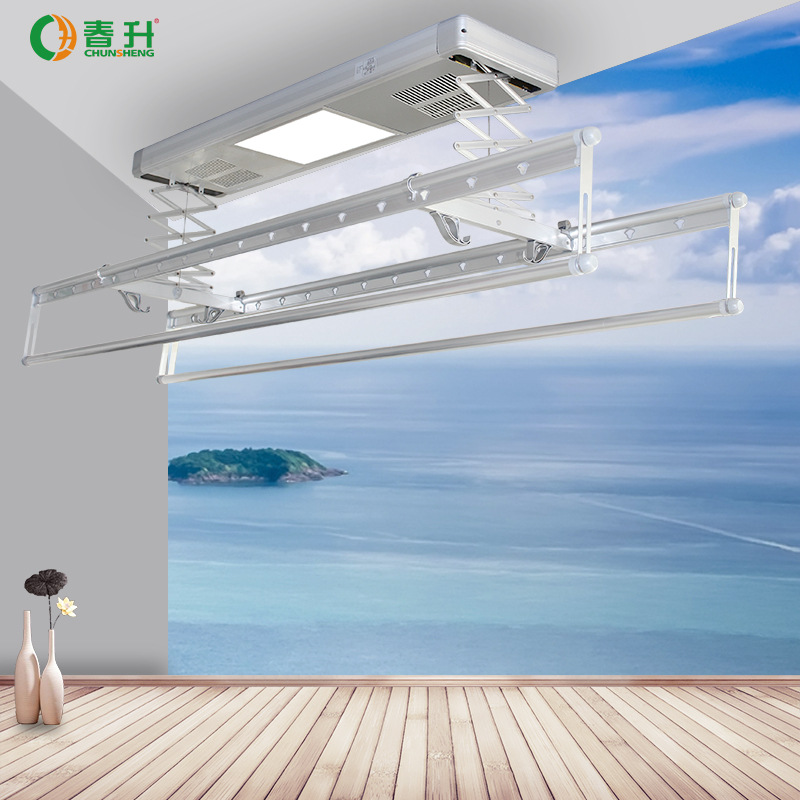 春升家用電動晾衣機工廠直銷風幹烘幹智能升降OEM代工加長固定杆