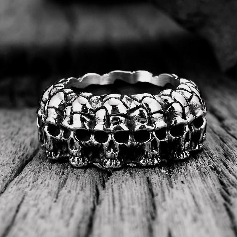 20g Weight Rings Classification Retro Skull 304 Stainless Steel Halloween Men'S Rings