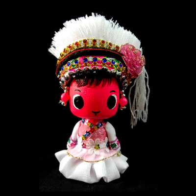 白族雲南特色民族娃娃56個民族手工藝品七彩阿卡木質人偶擺件批發