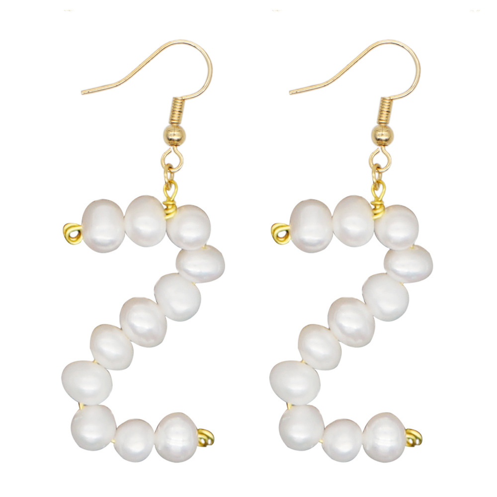 Woven  Letter  Fashion Baroque Natural Freshwater Pearl Earrings Wholesale display picture 18