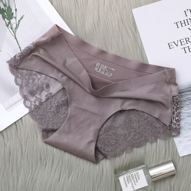 無痕純綿セクシーパンツ女性一枚式中腰通気氷糸純綿股レース大サイズ三角パンツ