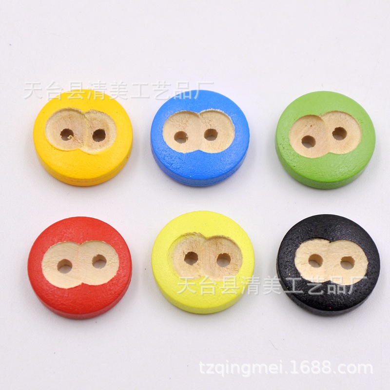 15mm pintado impreso botón madera decorativo impreso Bowl hebilla/Pan hebilla 100 un paquete