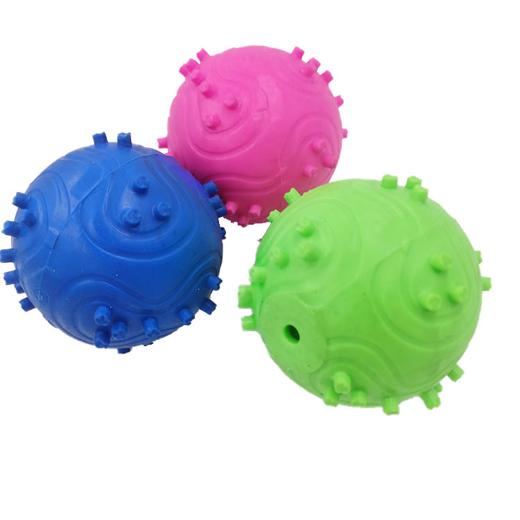 Suministro directo de fábrica TPR mascota mordedor bola perro mordedura bola perro entrenamiento de caucho suave juguete Bola de sonido juguete al por mayor