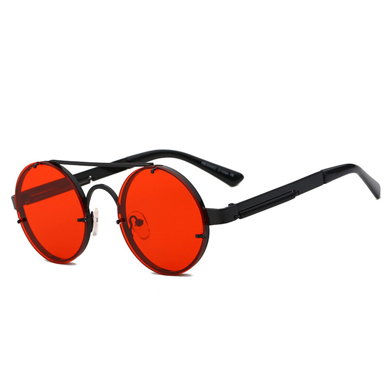 New Retro Punk Wind Steam Sunglasses Spring Round Frame Sunglasses European And American Trend Metal Sunglasses