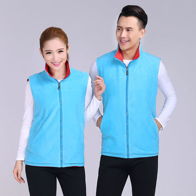 摇粒绒马夹发热双面穿广告宣传加绒马甲定制印LOGO工作服公益外套