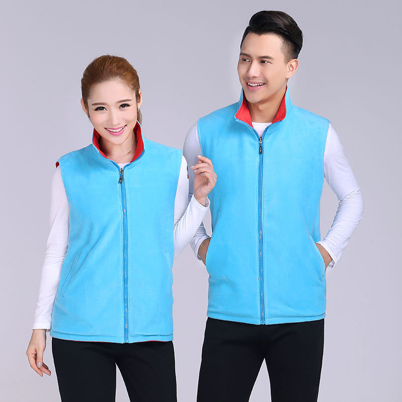 摇粒绒马夹发热双面穿广告宣传加绒马甲定制印LOGO工作服公益外套