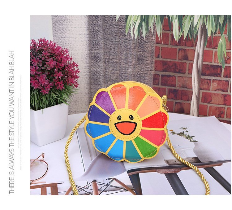 Girls' fashionable travel crossbody bag, cartoon cute seven-color flower bag, little girl single-shoulder bag, mini princess small bag undefined