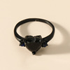 Fashionable material heart shaped, black gemstone ring, simple and elegant design, European style