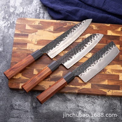 剁骨刀手工锻打斩骨刀不锈钢八角日式斩  料理三层不锈钢厨用刀刀|ms