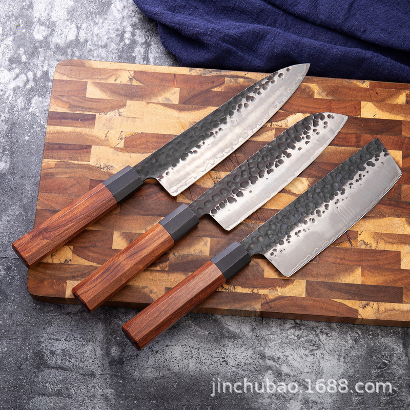 剁骨刀手工锻打斩骨刀不锈钢八角日式斩  料理三层不锈钢厨用刀刀|ms