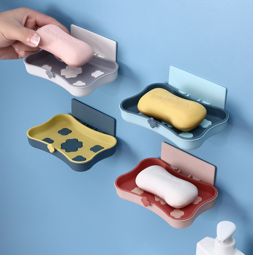 originality No trace double-deck Soap box soap box double-deck Free punch Leachate Wall mounted lovely Clover Soap holder