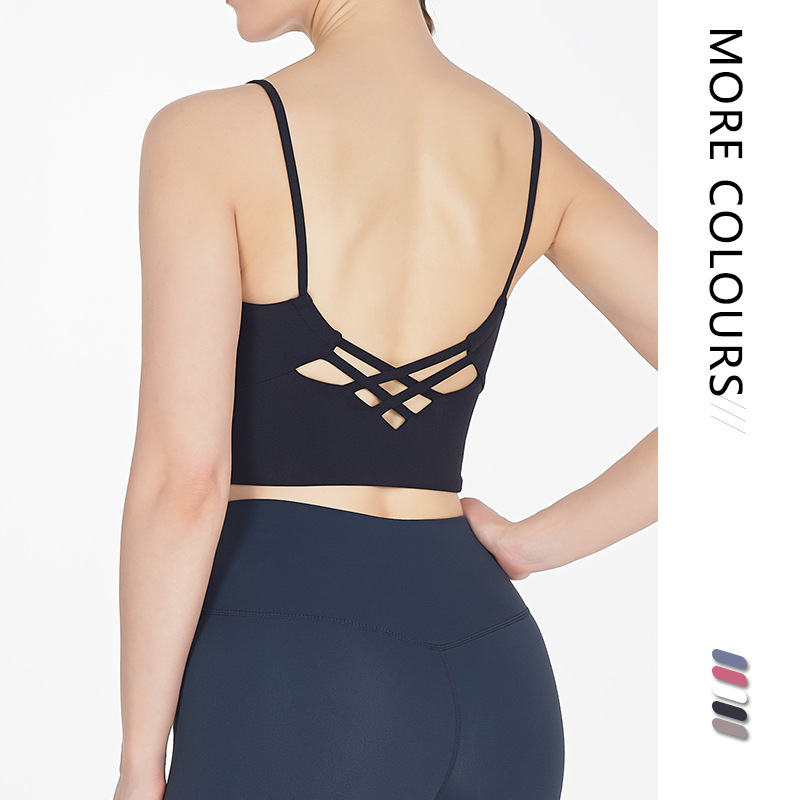 Solid camisole Beautiful back summer Yoga suit Gym run leisure time motion Shoulder strap Bras Underwear Tight fitting