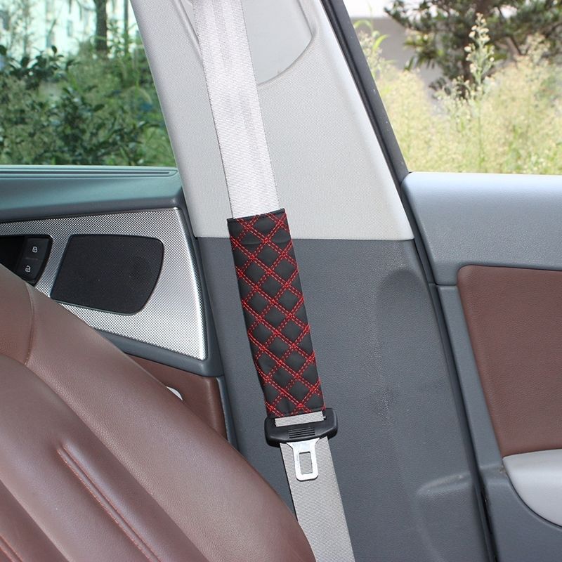 Vino tinto cubierta del cinturón de seguridad del coche cubierta del freno de mano cubierta del engranaje vino tinto de cinco piezas de suministros de coche de cuero de microfibra